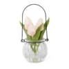 K&K Interiors New! Pink Tulip Arrangement In Glass Vase