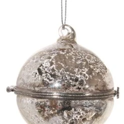 ShiShi Antique Silver Glass Ball Ornament Keepsake Box Christmas