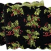 TheHolidayBarn.com April Cornell Quilted Holly Table Runner, Black