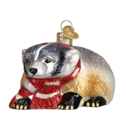 Old World Christmas Badger With Scarf Ornament