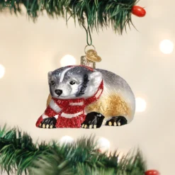 Old World Christmas Badger With Scarf Ornament 7 Old World Christmas Badger With Scarf Ornament