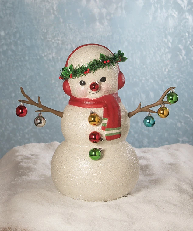 Bethany Lowe New! Baubles Snowman, Paper Mache 3 Bethany Lowe New! Baubles Snowman, Paper Mache