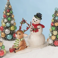 Bethany Lowe Deck The Halls, Snowman & Reindeer Duo