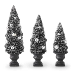 TheHolidayBarn.com Black & Silver Bottle Brush Trees In Urns