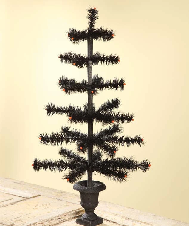 The Holiday Barn Bethany Lowe Black Feather Tree In Urn 3 The Holiday Barn Bethany Lowe Black Feather Tree In Urn