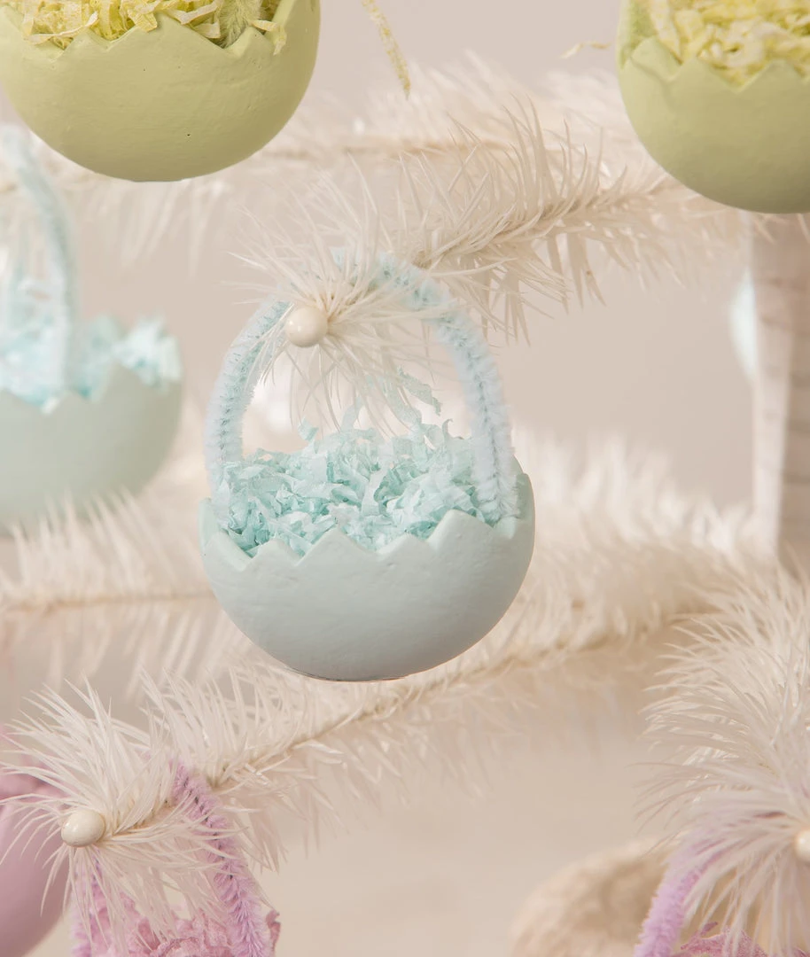 Bethany Lowe Blue Cracked Egg Basket Ornaments, Set Of 6 New! 3 Bethany Lowe Blue Cracked Egg Basket Ornaments, Set Of 6 New!
