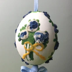 TheHolidayBarn.com Blue Flower Bouquet Egg Ornament