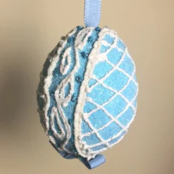 TheHolidayBarn.com New! Blue Sugar Lattice Egg Ornament