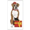Mary Lake-Thompson Boxer And Cat Christmas Morning Flour Sack Towel 1 Mary Lake-Thompson Boxer And Cat Christmas Morning Flour Sack Towel
