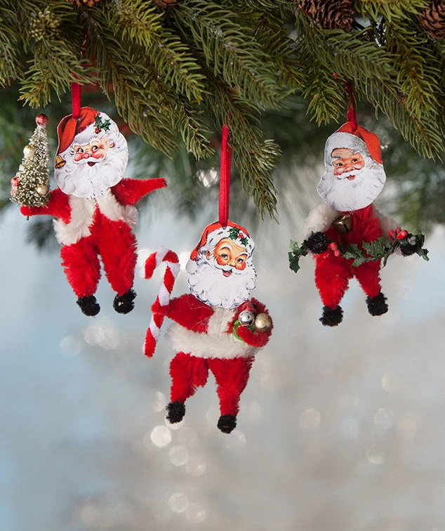 Bethany Lowe Chenille Santa Ornaments 3 Bethany Lowe Chenille Santa Ornaments