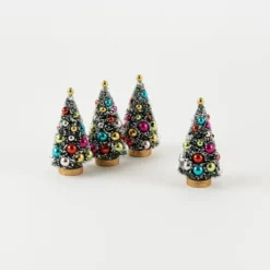 One Hundred 80 Degrees Colorful Christmas Bottle Brush Trees, 4"