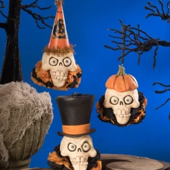Bethany Lowe Skelly Head Ornaments New!