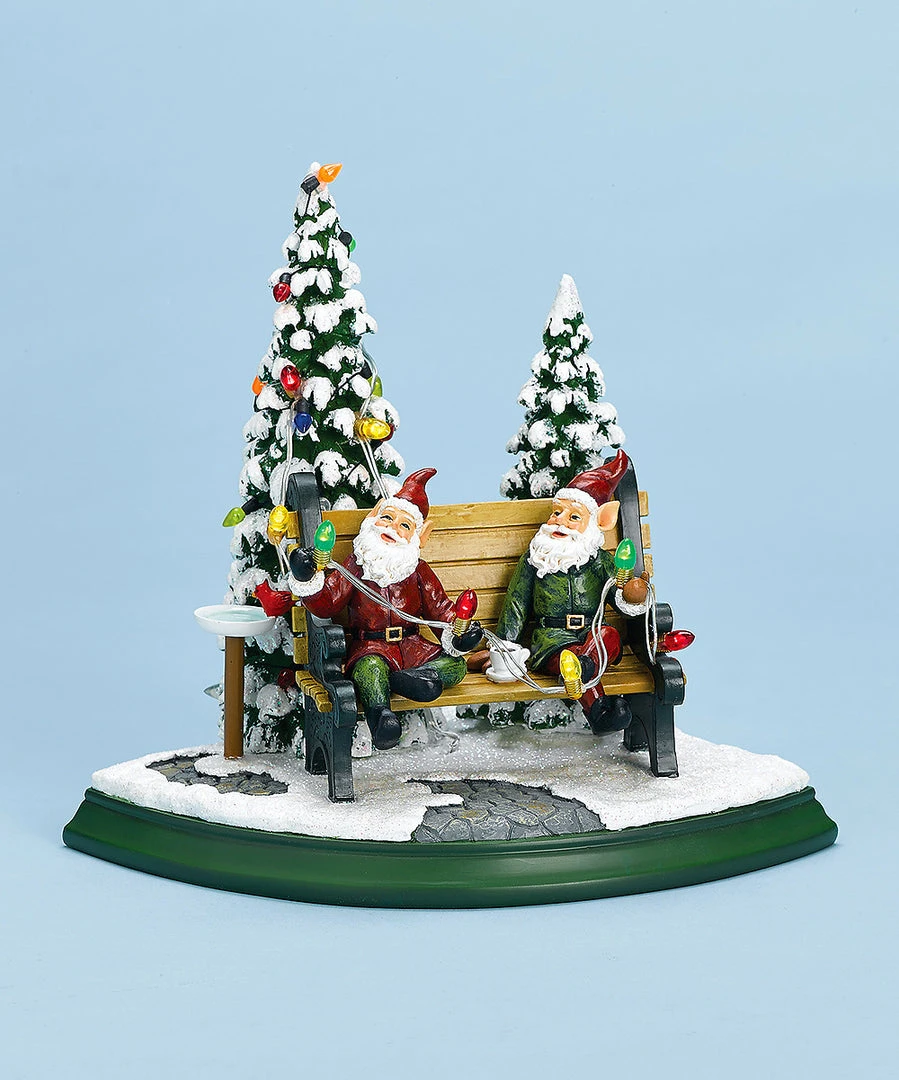 The Holiday Barn Christmas Music Boxes Elves On Bench Music Box 3 The Holiday Barn Christmas Music Boxes Elves On Bench Music Box