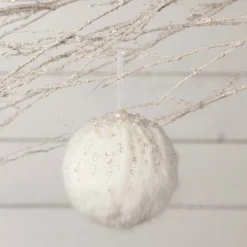 Bethany Lowe Encrusted Fur Snowball Ornament