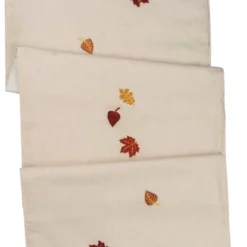 Primitives By Kathy New! Embroidered Fall Leaves Linen Table Runner