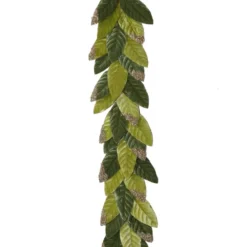 TheHolidayBarn.com New! Flocked Leaf Garland, Variegated Green