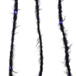 Kurt Adler Fuzzy Black Garland With Purple Lights New!
