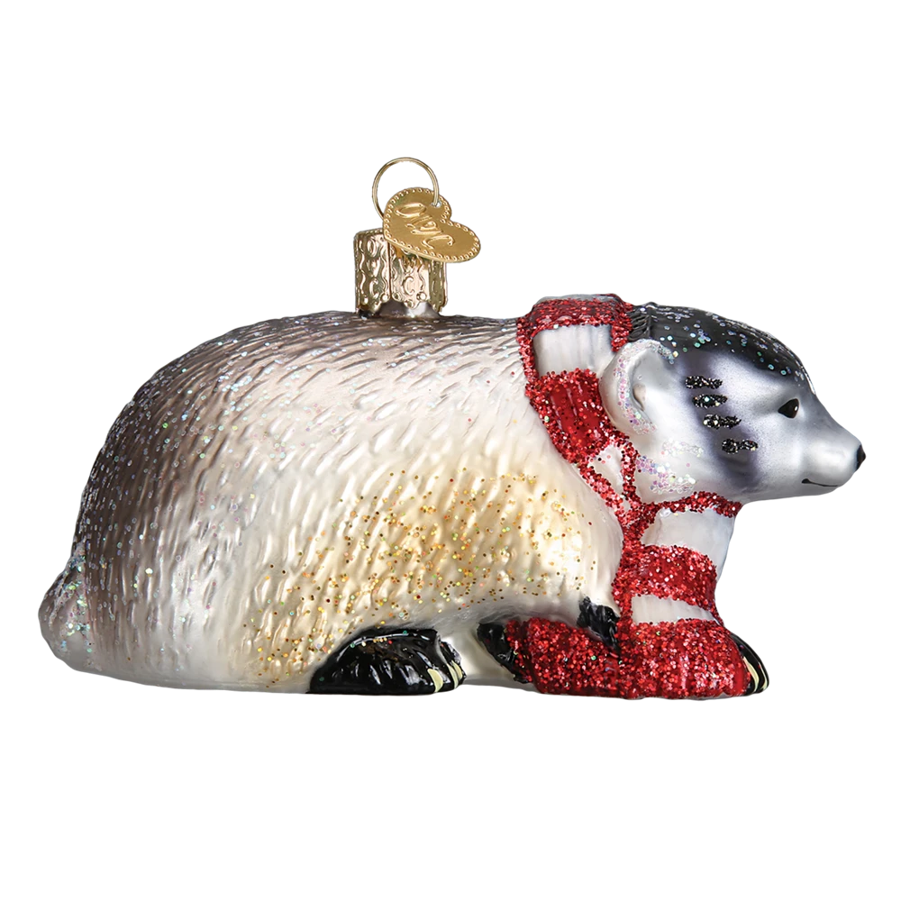 Old World Christmas Badger With Scarf Ornament 5 Old World Christmas Badger With Scarf Ornament