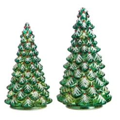 Raz Glass Jeweled Christmas Trees With Lights