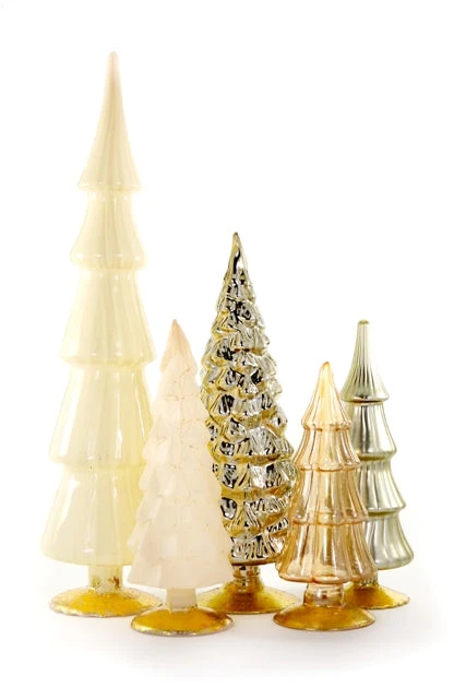 Cody Foster Gold & Cream Candy Glass Trees, Large 3 Cody Foster Gold & Cream Candy Glass Trees, Large