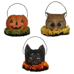 Bethany Lowe New! Halloween Pals Mini Bucket Ornaments