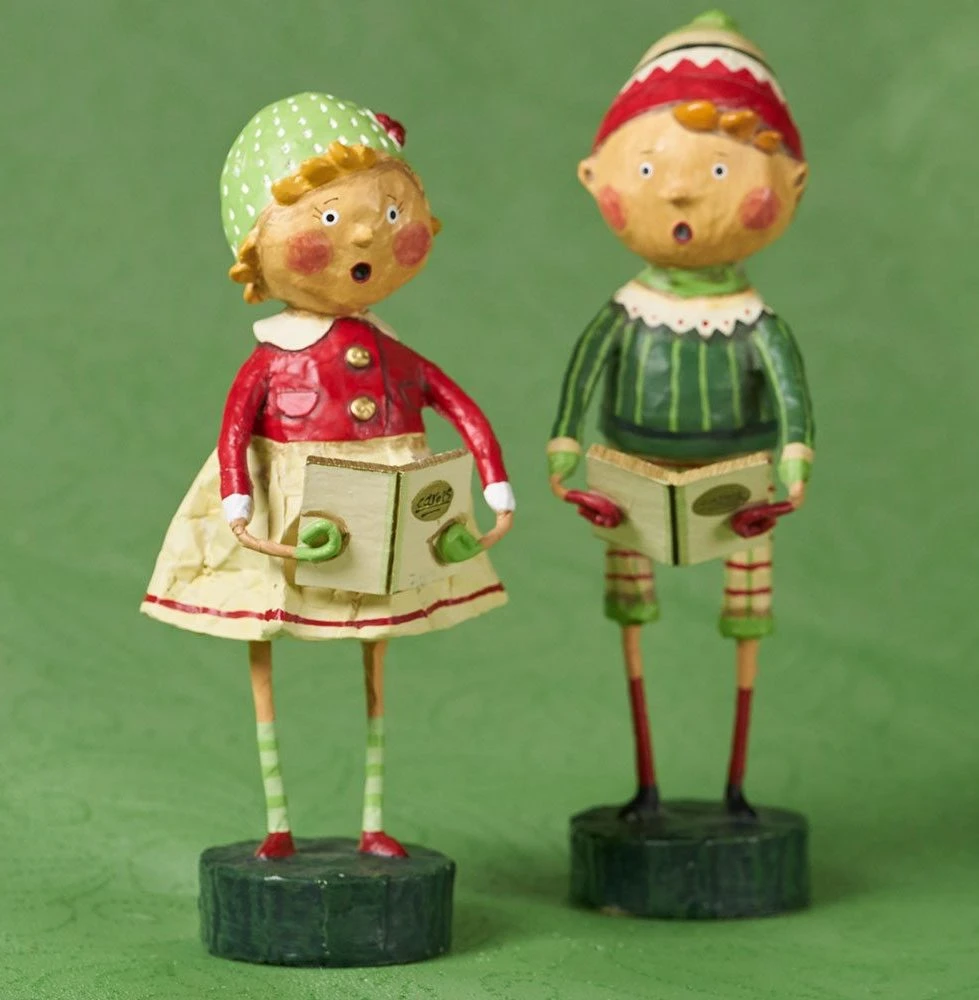 Henry And Holly Come Caroling Figurine, Lori Mitchell 3 Henry And Holly Come Caroling Figurine, Lori Mitchell