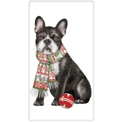 Mary Lake-Thompson Holiday Party Boston Terrier Flour Sack Towel