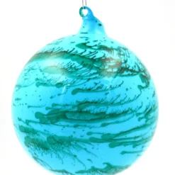 Winward Jim Marvin Blue Green Marble Glass Ball Ornaments New!