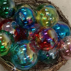 TheHolidayBarn.com New! Jim Marvin Aqua Bottle Glass Ball Ornaments