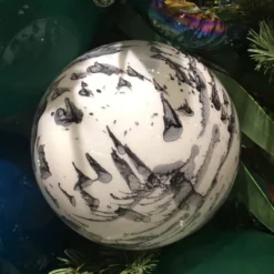 Winward Jim Marvin White & Grey Marble Glass Ball Ornaments New! 6 Winward Jim Marvin White & Grey Marble Glass Ball Ornaments New!