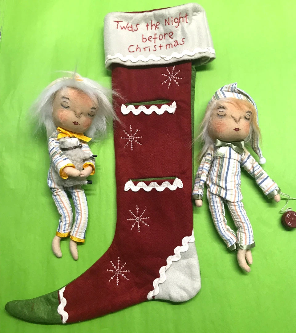 Joe Spencer Dilly & Dally Christmas Stocking With Dolls 3 Joe Spencer Dilly & Dally Christmas Stocking With Dolls