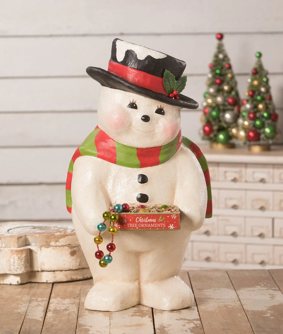 Bethany Lowe New! Deck The Halls Snowman, Paper Mache 3 Bethany Lowe New! Deck The Halls Snowman, Paper Mache