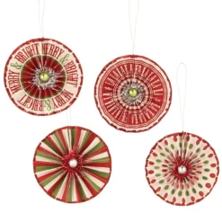 Bethany Lowe Merry & Bright Rosette Ornaments New!