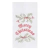 TheHolidayBarn.com New! Merry Christmas & Holly Embroidered Kitchen Towel