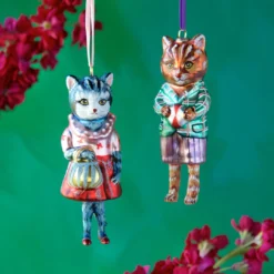 Glitterville Nathalie Lete Dressed Cat Ornaments