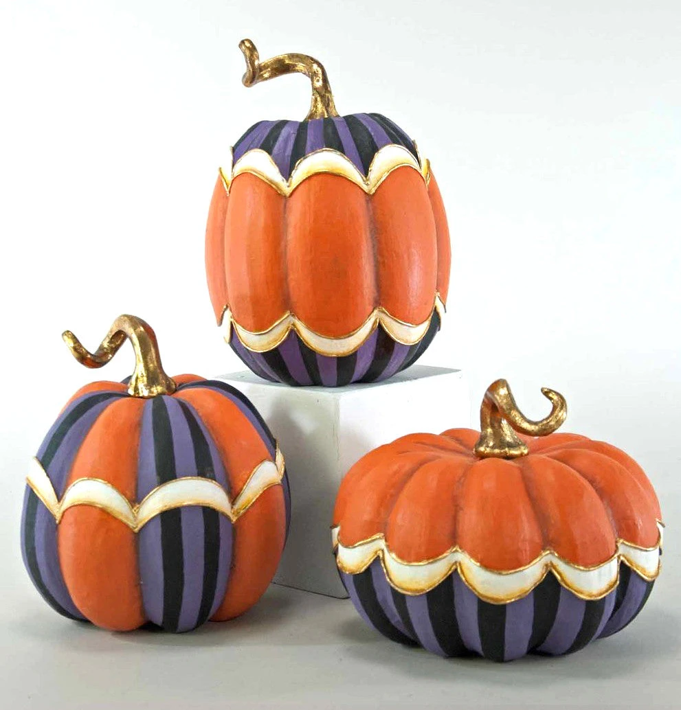 Katherine's Collection Orange & Purple Patterned Pumpkins 3 Katherine's Collection Orange & Purple Patterned Pumpkins