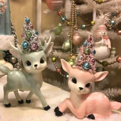 Bethany Lowe New! Pastel Reindeer With Trees