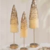 Bethany Lowe Peaceful Gold Glitter Bottle Brush Trees