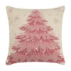 TheHolidayBarn.com Pink Christmas Tree Hooked Pillow New!