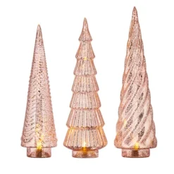 Raz Pink Mercury Glass Trees With Lights