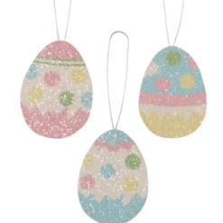 Bethany Lowe Polka Dot Egg Ornaments, Glittered Tin