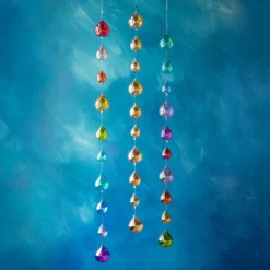 Glitterville New! Rainbow Raindrop Glass Garland