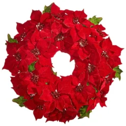Raz Red Poinsettia Wreath New!