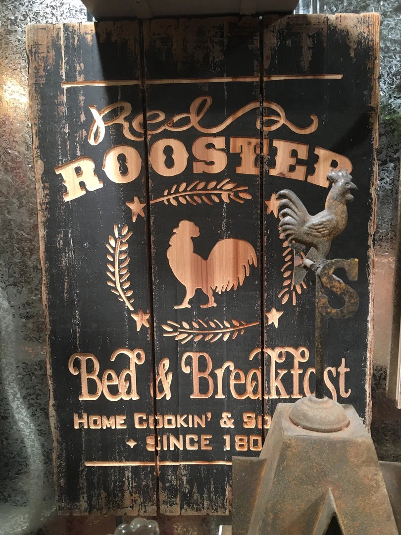 Audrey's Red Rooster Bed & Breakfast Sign, 30" 4 Audrey's Red Rooster Bed & Breakfast Sign, 30"