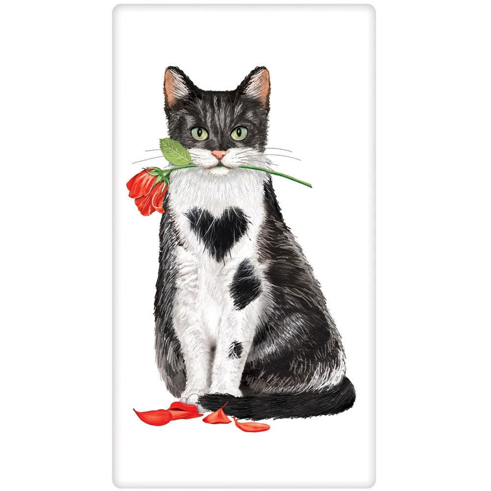 Mary Lake-Thompson Red Rose Valentine Cat Flour Sack Towel 3 Mary Lake-Thompson Red Rose Valentine Cat Flour Sack Towel