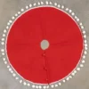 Ragon House New! Red Tree Skirt With White Pom Poms, 28"