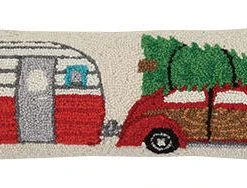 TheHolidayBarn.com Retro Camper & Woody Wagon Christmas Pillow