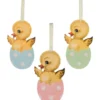 Bethany Lowe Retro Easter Chicks In Polka Dot Egg Ornaments