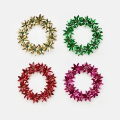 One Hundred 80 Degrees Retro Foil Poinsettia Wreath