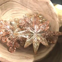 One Hundred 80 Degrees Christmas Glitter Filled Rose Gold Snowflake And Star Ornaments & Bowl Fillers